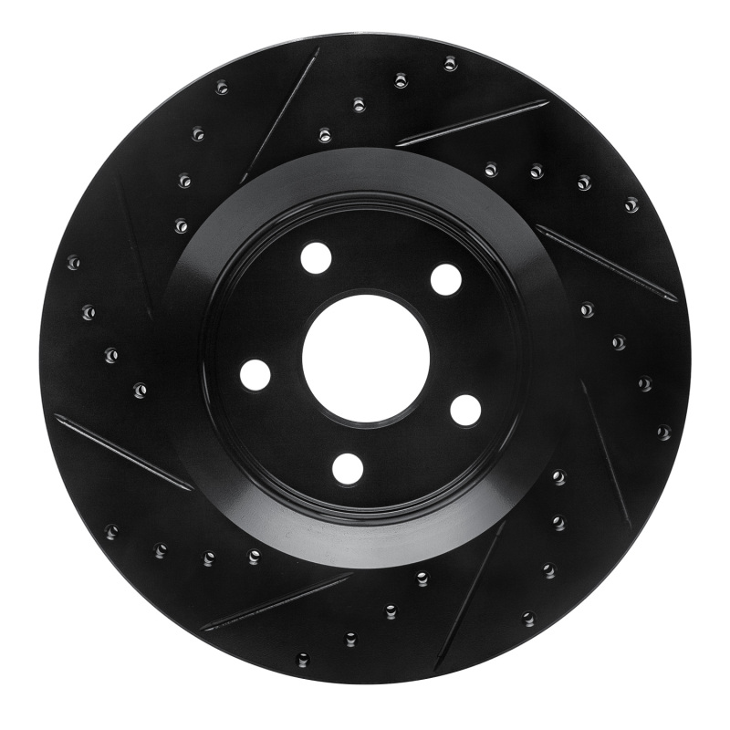 Dodge Durango Brake Rotor (1) - Front Right - R1 Concepts - Drilled & Slotted - Black - `11-`25